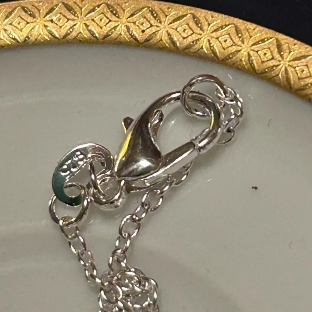 Vintage Sterling Silver Natural Agate Pendant Necklace